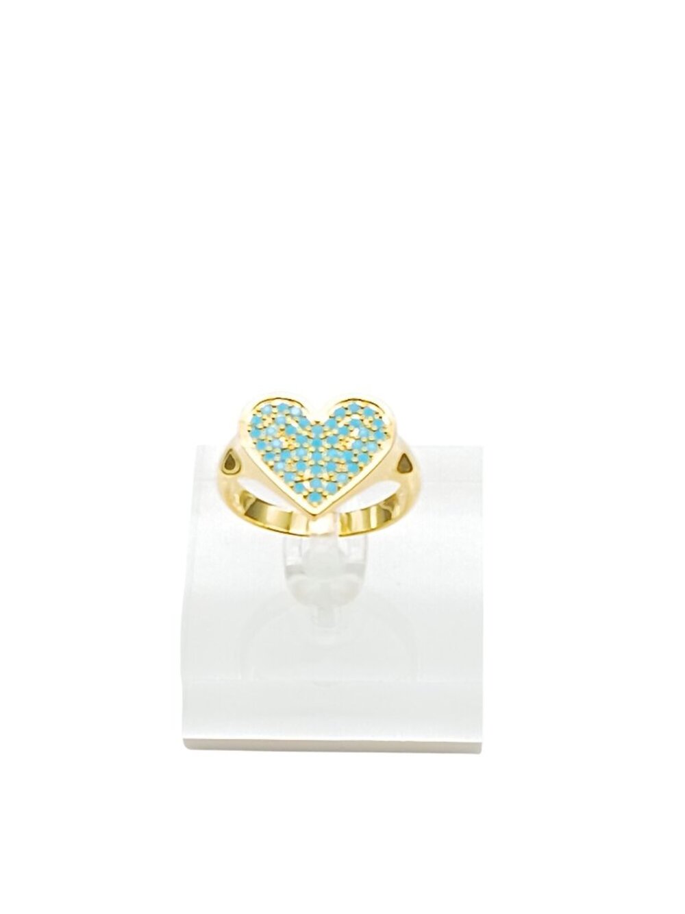 Park Lane Flirt Heart-Shaped Gold Tone Ring with Turquoise Pave Crystal Accents